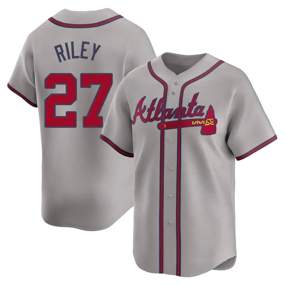 Pkot A.Braves #27 Austin Riley Player Gray Limited Away Stitched Jerseys