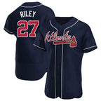 Pkot A.Braves #27 Austin Riley Player Navy Authentic Alternate Stitched Jerseys