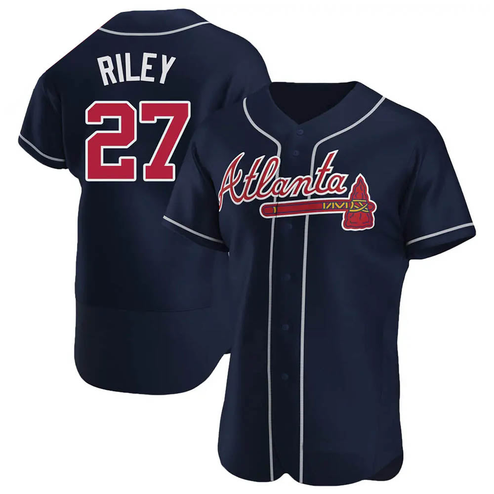Pkot A.Braves #27 Austin Riley Player Navy Authentic Alternate Stitched Jerseys