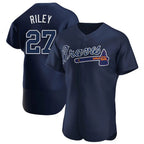 Pkot A.Braves #27 Austin Riley Player Navy Authentic Alternate Team Stitched Jerseys
