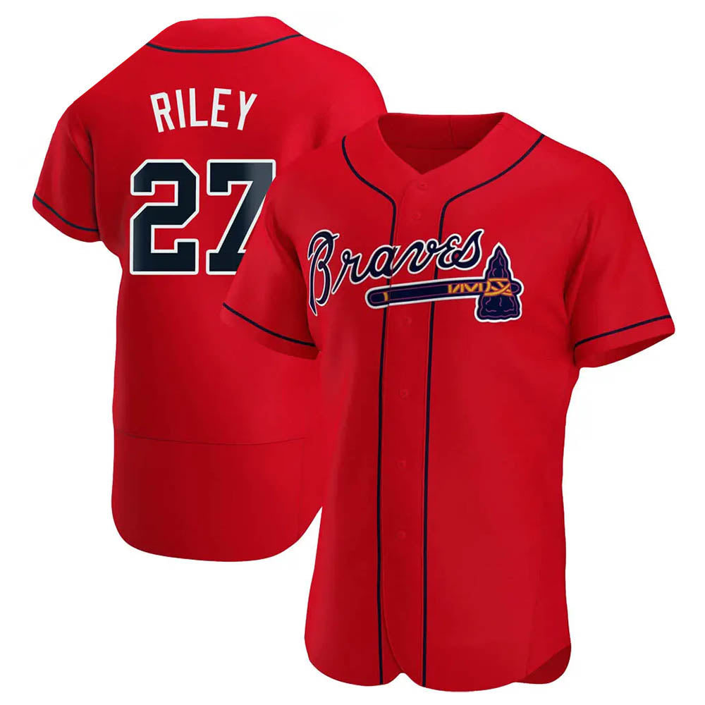 Pkot A.Braves #27 Austin Riley Player Red Authentic Alternate Stitched Jerseys