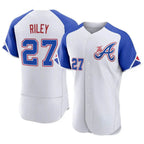 Pkot A.Braves #27 Austin Riley Player White Authentic City Connect Stitched Jerseys