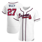 Pkot A.Braves #27 Austin Riley Player White Authentic Home Stitched Jerseys