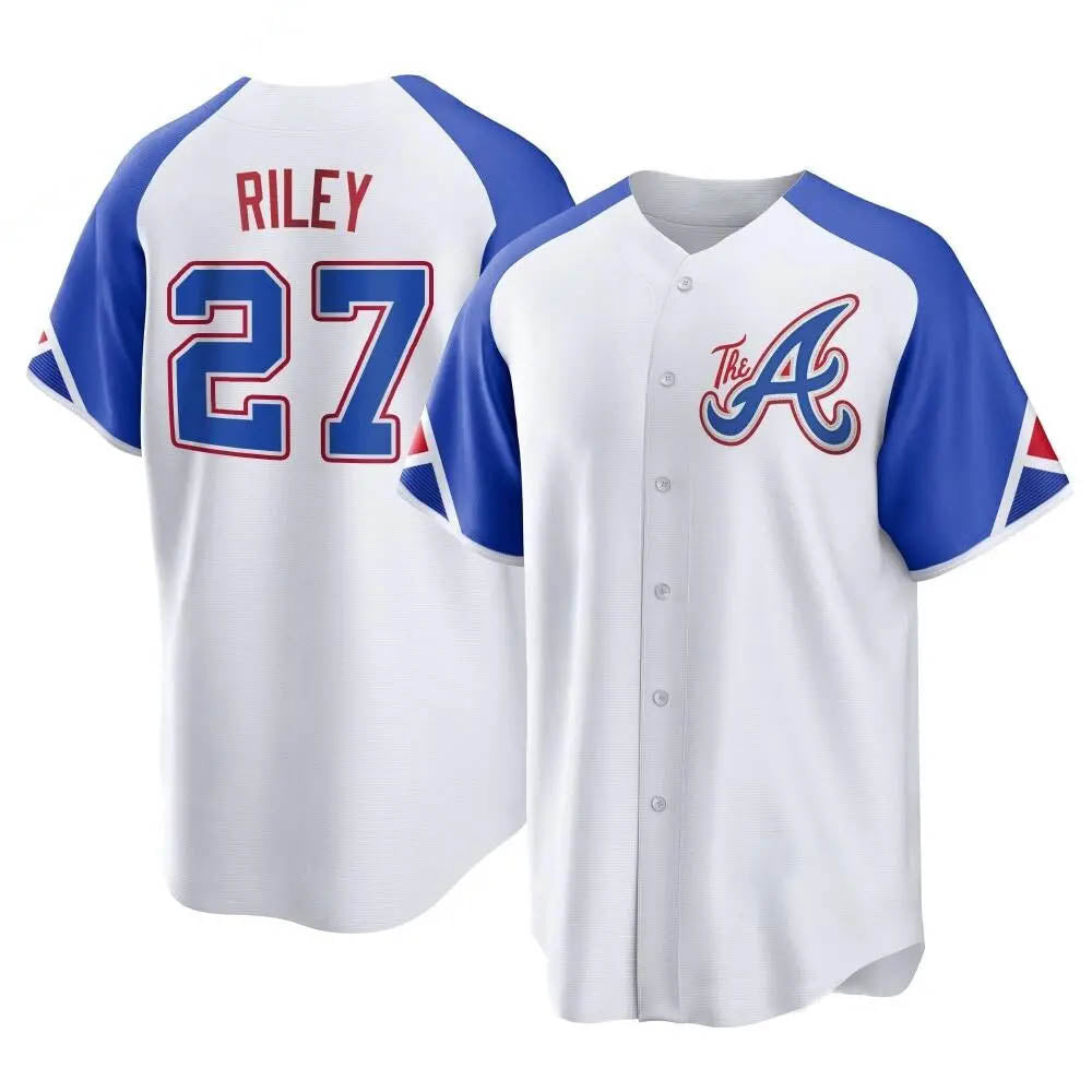 Pkot A.Braves #27 Austin Riley Player White Replica City Connect Stitched Jerseys