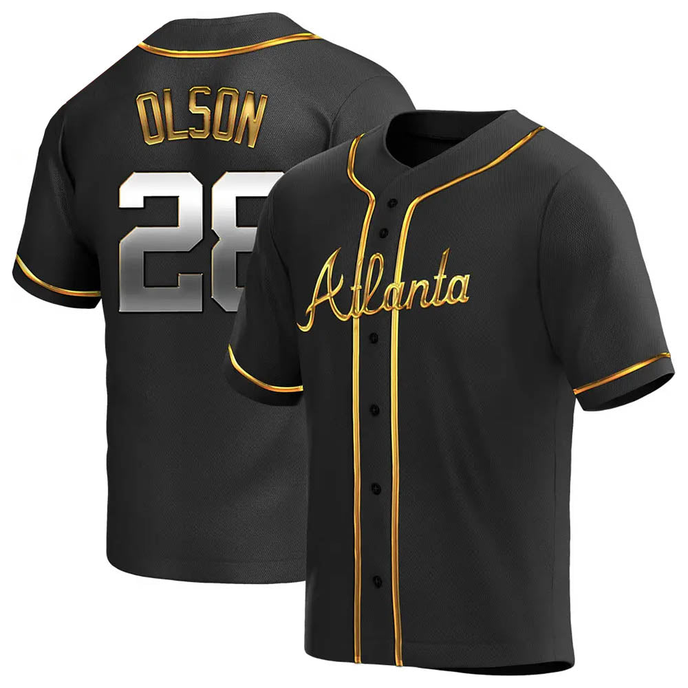 Pkot A.Braves #28 Matt Olson player Black&Gold Replica en Alternate Stitched Jerseys