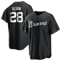 Pkot A.Braves #28 Matt Olson player Black&White Replica Stitched Jerseys