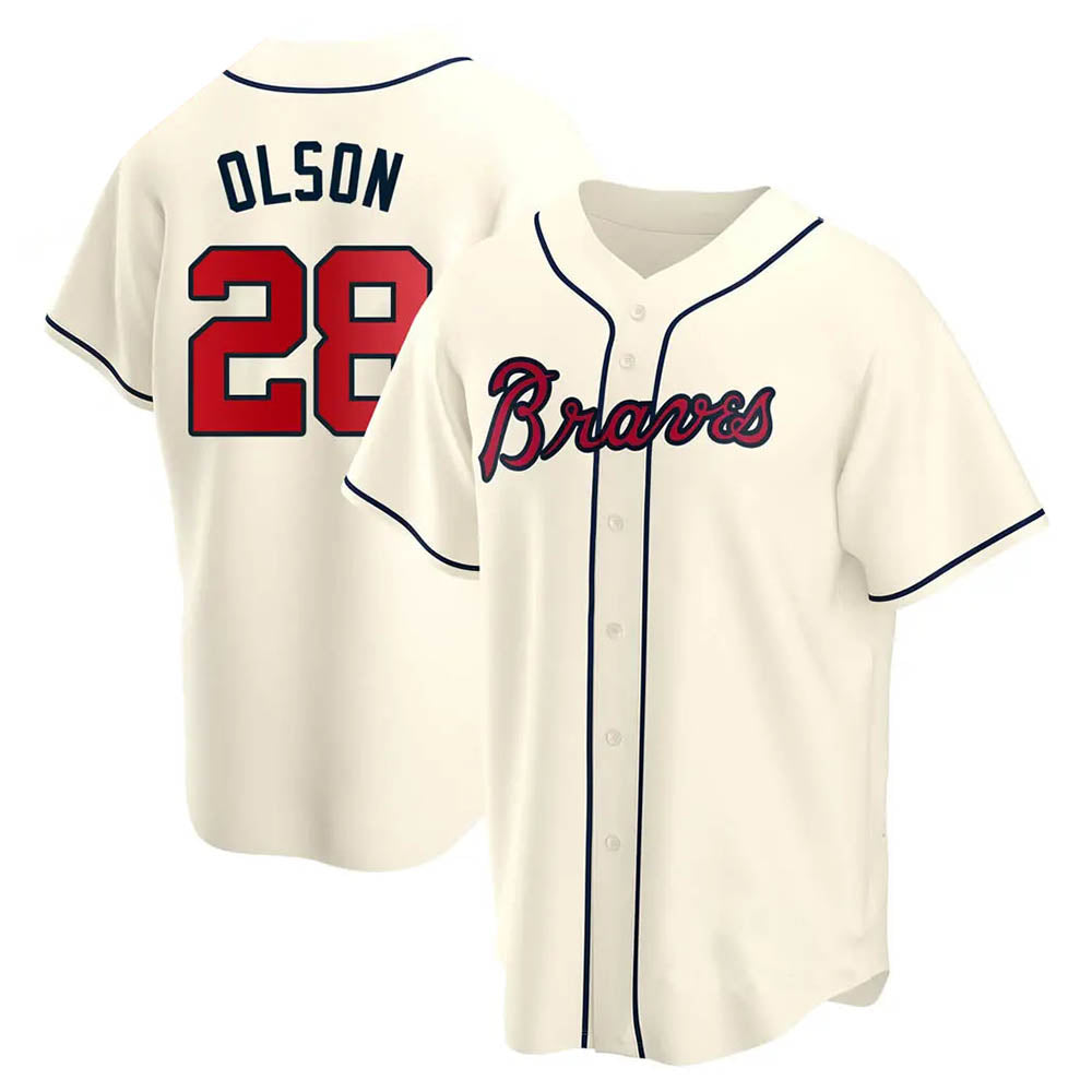 Pkot A.Braves #28 Matt Olson player Cream Replica Alternate Stitched Jerseys
