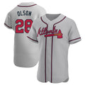 Pkot A.Braves #28 Matt Olson player Gray Authentic Road Stitched Jerseys