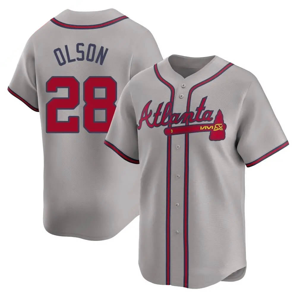 Pkot A.Braves #28 Matt Olson player Gray Limited Away Stitched Jerseys