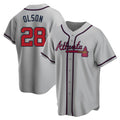 Pkot A.Braves #28 Matt Olson player Gray Replica Road Stitched Jerseys