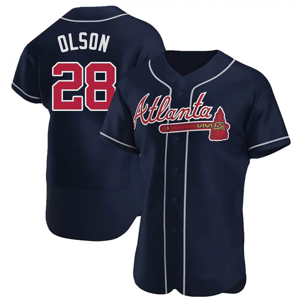 Pkot A.Braves #28 Matt Olson player Navy Authentic Alternate Stitched Jerseys