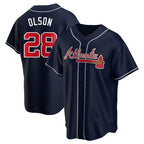 Pkot A.Braves #28 Matt Olson player Navy Replica Alternate Stitched Jerseys