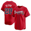 Pkot A.Braves #28 Matt Olson player Red Limited Alternate Stitched Jerseys