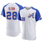 Pkot A.Braves #28 Matt Olson player White Authentic City Connect Stitched Jerseys