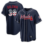 Silnrao A.Braves #30 Drake Baldwin Player Navy USA 250 Fourth Of July Limited Home Game Stitched Jerseys