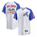Silnrao A.Braves #30 Drake Baldwin Player White USA 250 Fourth Of July City Connect Home Game Stitched Jerseys