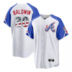 Silnrao A.Braves #30 Drake Baldwin Player White USA 250 Fourth Of July City Connect Home Game Stitched Jerseys