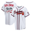 Silnrao A.Braves #30 Drake Baldwin Player White USA 250 Fourth Of July Limited Home Game Stitched Jerseys