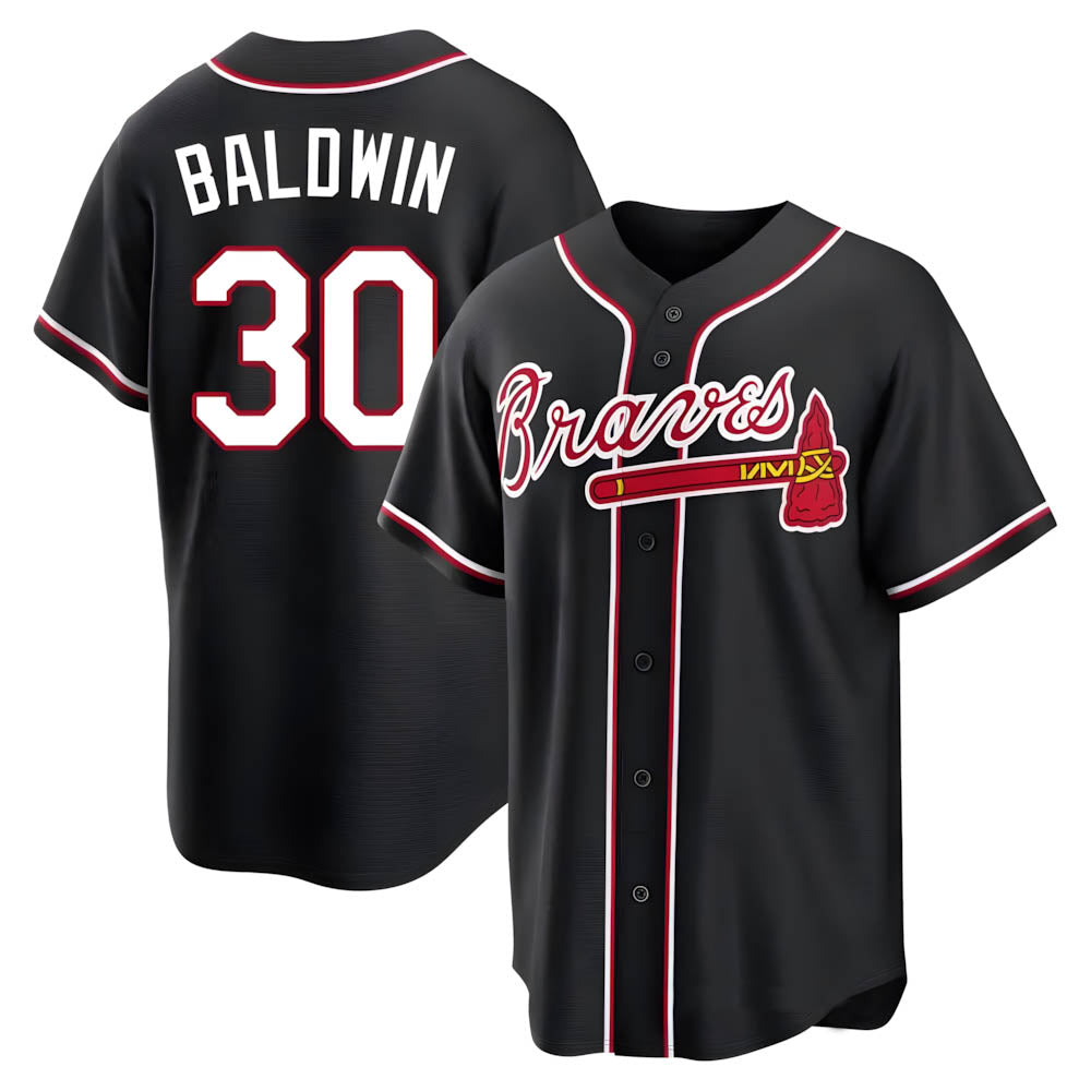 Pkot A.Braves #30 Drake Baldwin player Black Replica Fashion Out Stitched Jerseys