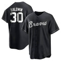 Pkot A.Braves #30 Drake Baldwin player Black&White Replica Stitched Jerseys