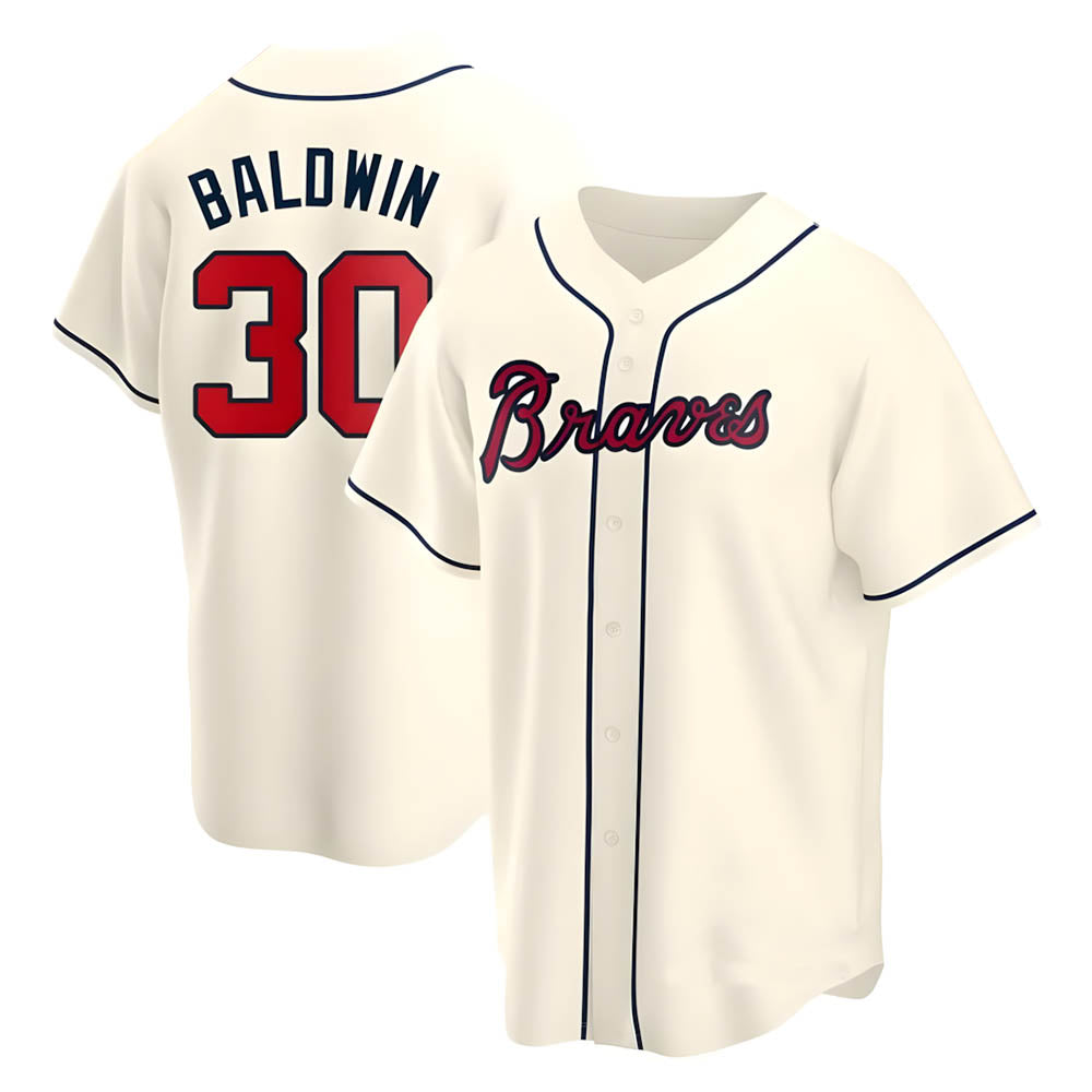 Pkot A.Braves #30 Drake Baldwin player Cream Replica Alternate Stitched Jerseys