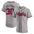 Pkot A.Braves #30 Drake Baldwin player Gray Elite Road Stitched Jerseys