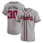 Pkot A.Braves #30 Drake Baldwin player Gray Elite Road Stitched Jerseys