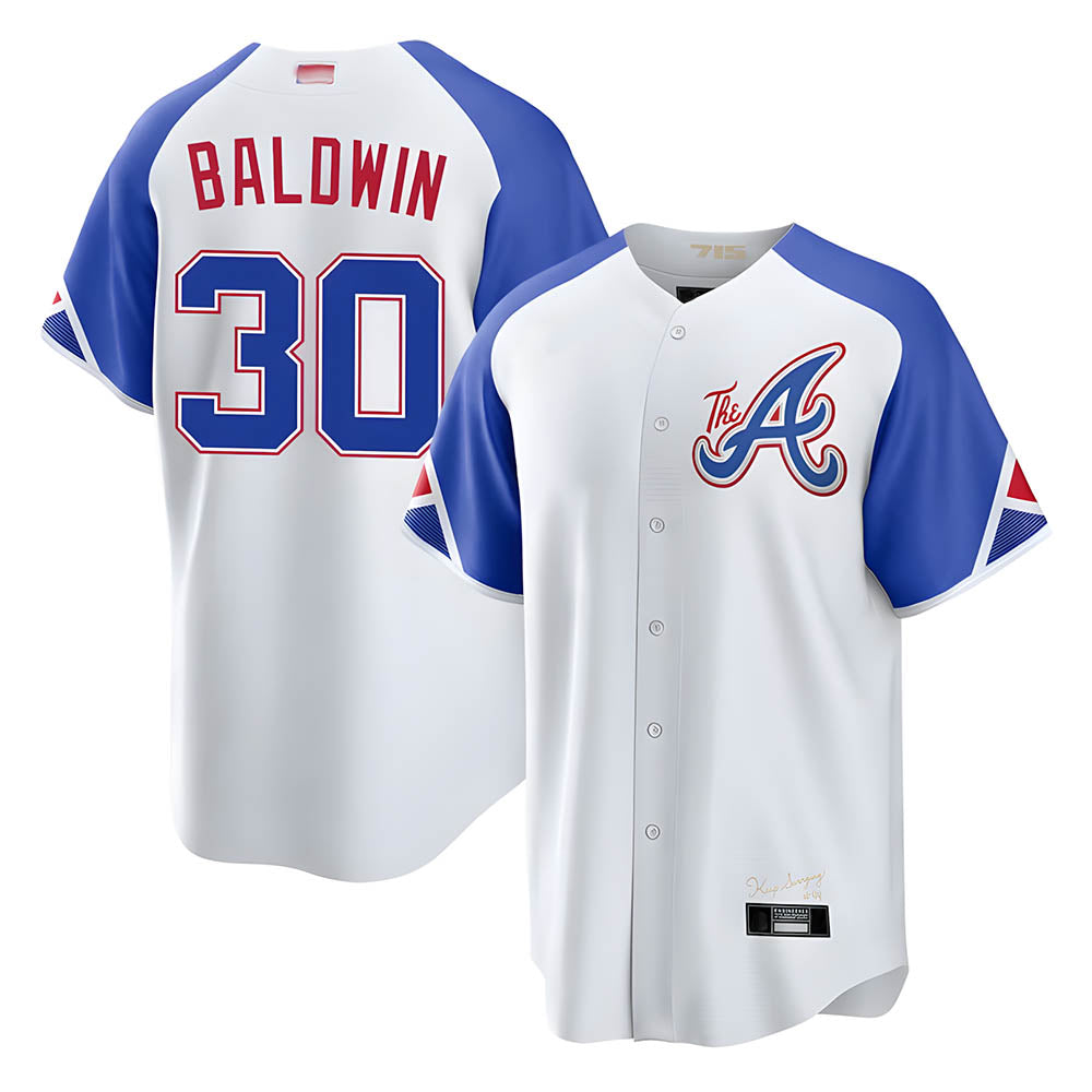 Pkot A.Braves #30 Drake Baldwin player White City Connect Stitched Jerseys