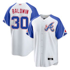 Pkot A.Braves #30 Drake Baldwin player White City Connect Stitched Jerseys