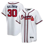 Pkot A.Braves #30 Drake Baldwin player White Home Replica Stitched Jerseys