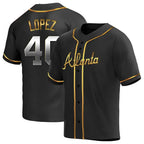 Pkot A.Braves #40 Reynaldo Lopez player Black &Gold Replica en Alternate Stitched Jerseys