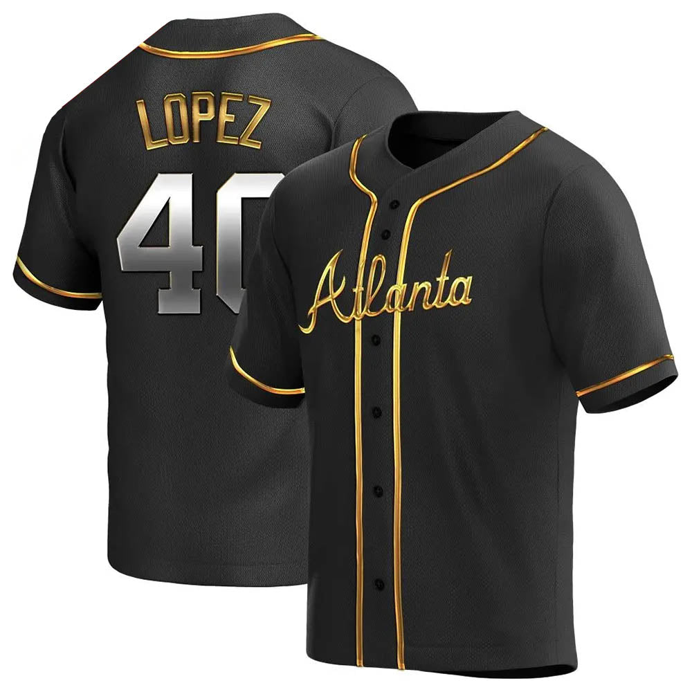 Pkot A.Braves #40 Reynaldo Lopez player Black &Gold Replica en Alternate Stitched Jerseys