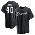 Pkot A.Braves #40 Reynaldo Lopez player Black&White Replica Stitched Jerseys