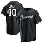 Pkot A.Braves #40 Reynaldo Lopez player Black&White Replica Stitched Jerseys