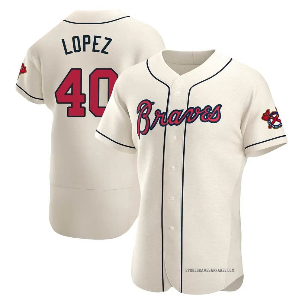 Pkot A.Braves #40 Reynaldo Lopez player Cream Authentic Alternate Stitched Jerseys