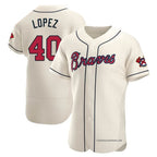 Pkot A.Braves #40 Reynaldo Lopez player Cream Authentic Alternate Stitched Jerseys