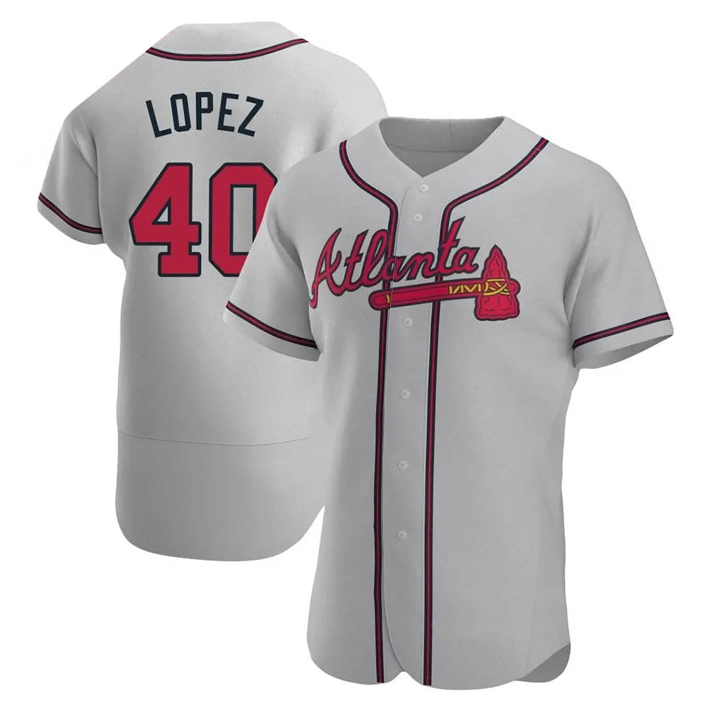 Pkot A.Braves #40 Reynaldo Lopez player Gray Authentic Road Stitched Jerseys
