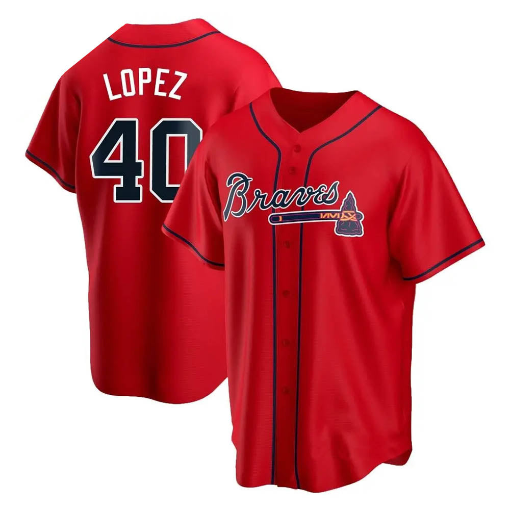 Pkot A.Braves #40 Reynaldo Lopez player Red Replica Alternate Stitched Jerseys