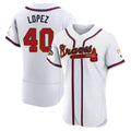 Pkot A.Braves #40 Reynaldo Lopez player White&Gold Authentic Program Stitched Jerseys