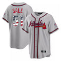 Silnrao A.Braves #51 Chris Sale Player Gray USA 250 Fourth Of July Limited Home Game Stitched Jerseys