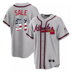 Silnrao A.Braves #51 Chris Sale Player Gray USA 250 Fourth Of July Limited Home Game Stitched Jerseys