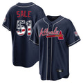 Silnrao A.Braves #51 Chris Sale Player Navy USA 250 Fourth Of July Limited Home Game Stitched Jerseys