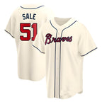 Pkot A.Braves #51 Chris Sale Player Navy Cream Alternate Replica Stitched Jerseys