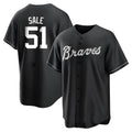 Pkot A.Braves #51 Chris Sale Player White&Black Replica Stitched Jerseys