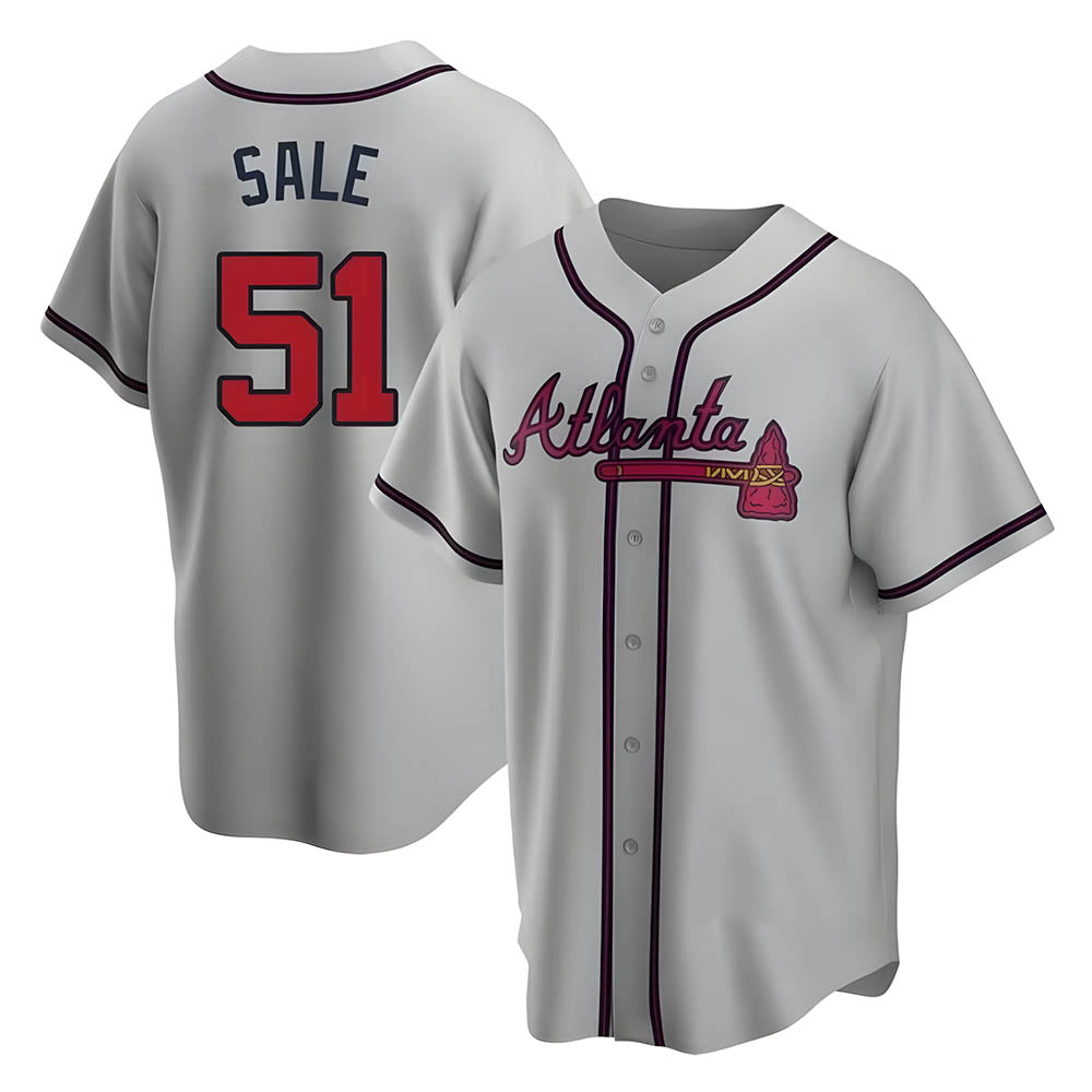 Pkot A.Braves #51 Chris Sale player Gray City Connect Stitched Jerseys