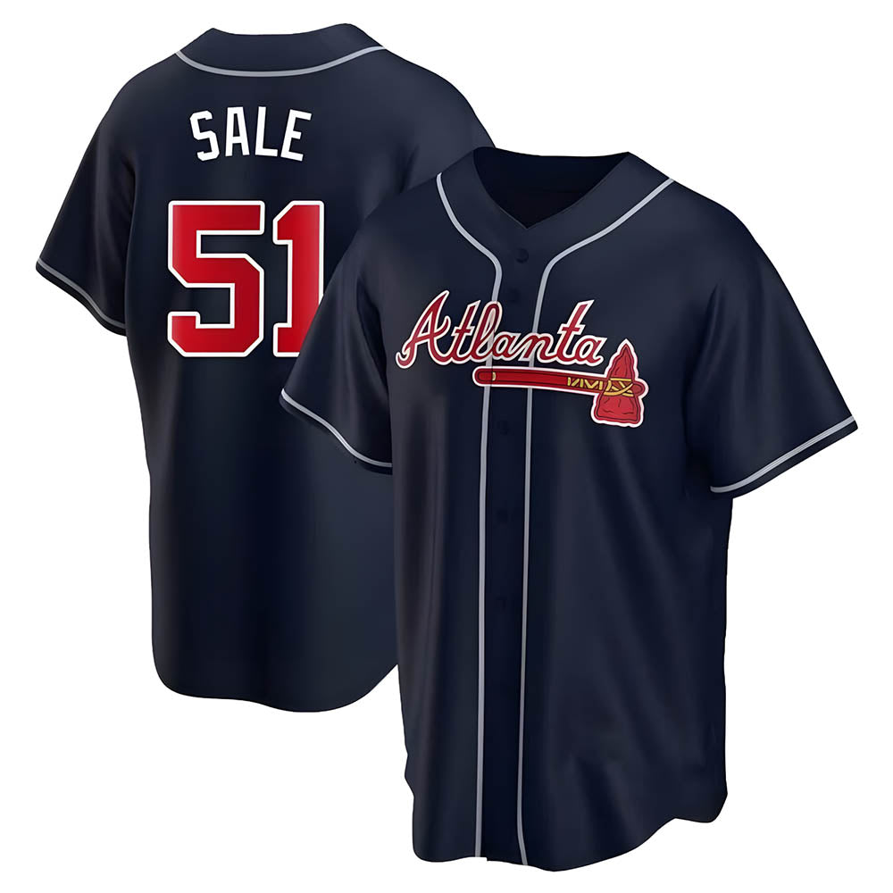 Pkot A.Braves #51 Chris Sale player Navy City Connect Stitched Jerseys