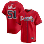 Pkot A.Braves #51 Chris Sale player Red Alternate Limited Stitched Jerseys