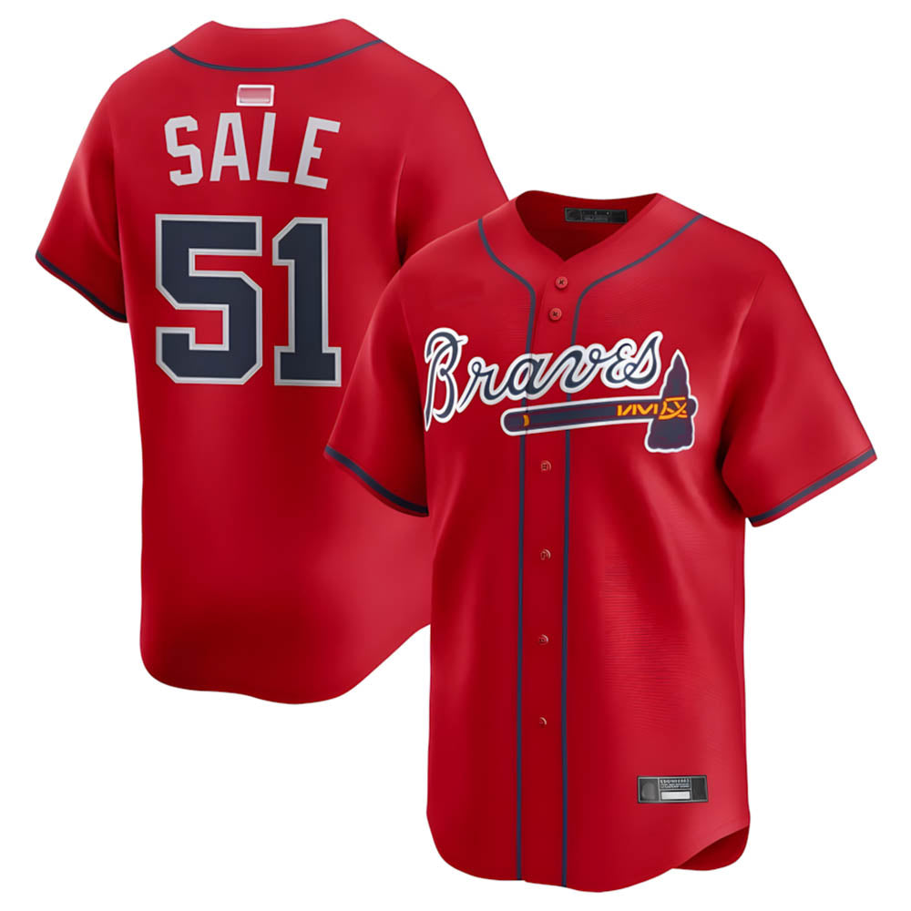Pkot A.Braves #51 Chris Sale player Red Alternate Limited Stitched Jerseys