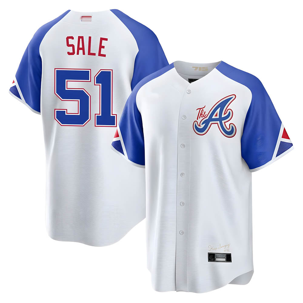 Pkot A.Braves #51 Chris Sale player White City Connect Limited Stitched Jerseys