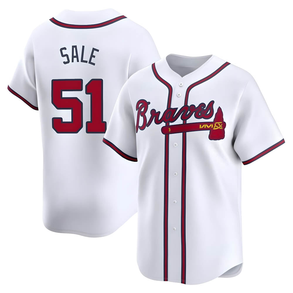 Pkot A.Braves #51 Chris Sale player White Limited Home Stitched Jerseys